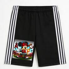 Bermuda con Diseño Artístico de Personajes y Fondo Rojo - Negro - Ver 1