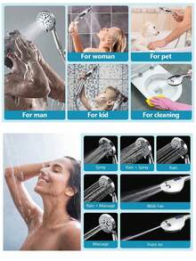 Tatukiko Vòi sen cầm tay áp lực cao 5 chế độ, với chức năng làm sạch mạnh mẽ cho bồn tắm và thú cưng. - đầu vòi sen áp lực - Xem 3