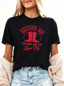 Divertido "Disculpe, parece que me amas" Bo-2Pure-Cotton - Negro 4 - Ver 3