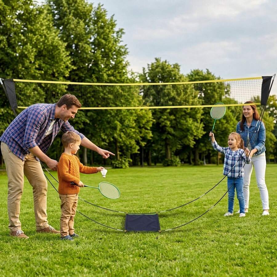 Portable Foldable Badminton Net For Badminton, Tennis, And Volleyball - Black - View 1