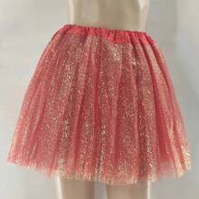 Falda tutú de malla caliente para adultos 2024, moda urbana, falda de color sólido, falda de baile estampada dorada/plateada de poliéster - Burdeos - Ver 4