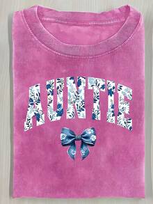 1 camiseta de mujer con estampado moderno y efecto vintage - algodón grueso de 230g, estilo callejero vintage, cuello redondo, manga corta, lavable a máquina, adecuada para uso casual en primavera y verano, camiseta de mujer única de corte holgado de 180g 100% algodón. - Gris - Ver 6