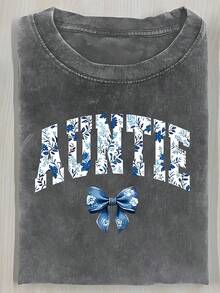 1 camiseta de mujer con estampado moderno y efecto vintage - algodón grueso de 230g, estilo callejero vintage, cuello redondo, manga corta, lavable a máquina, adecuada para uso casual en primavera y verano, camiseta de mujer única de corte holgado de 180g 100% algodón. - Gris - Ver 12