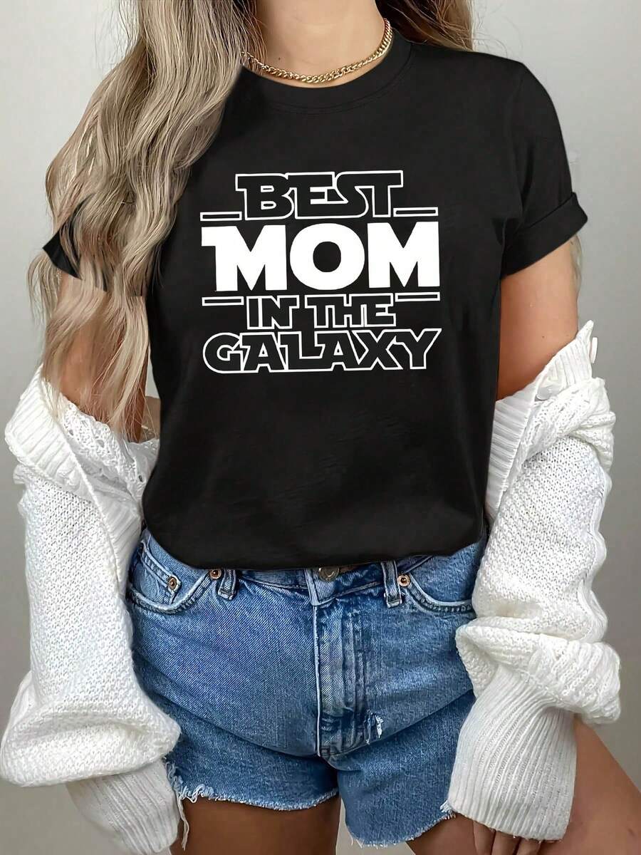 Camiseta de algodón% modelo 2026, tela de alta calidad y peso pesado, diseño de nicho moderno para el verano, camiseta básica sencilla y versátil para el día a día, efecto adelgazante, transpirable y cómoda, adecuada para todos, versátil con cuello redondo y manga corta. - Negro - Ver 1