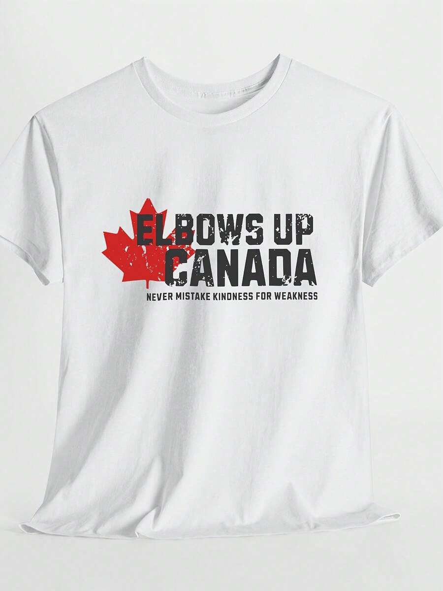 Casual EssentialYS031681, Victoria Day, Queen Victoria, Canada, Canada, T-Shirt With The Phrase "Don't Mistake Kindness For Weakness", Canada, Printed T-Shirt With Canadian Priority Letter Pattern, Comfortable Short Sleeve Round Neck T-Shirt, Suitable For Summer And Spring Wear, Soft Cotton Everyday Wear For Women In Summer. - 白色 - 查看 1