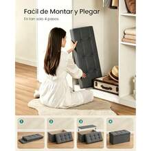 Banco Almacenamiento Plegable 110L, Otomana Plegable, Impermeable, Carga de 300 kg, 76 x 38 x 38 cm, Puf Organizador Multifuncional para Sala, Dormitorio o Entrada - Gris - Ver 5