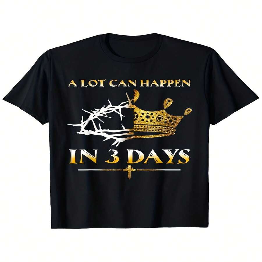 Decoraciones exclusivas para el Día de la Independencia y el Día del Padre. Ha resucitado. Muchas cosas sucederán en 3 días. Camisetas de Pascua para hombres y mujeres, adecuadas para todos los hombres y mujeres, camisetas de manga corta para exteriores, adecuadas para todas las estaciones, úsalas en cualquier momento. Camiseta de moda con estampado vintage para el Día de la Madre, el mejor estampado para regalar a mamá. - Negro - Ver 1