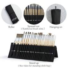 ARTIFY Pinceles Pintura Acrilica Profesionales 26 Piezas Juego de Pinceles de Nylon Premium con Rollo Organizador y Espátula para Acrílico Óleo Acuarela y Gouache No Pierden Cerdas Abedul - 25pcs Abedul - Ver 7