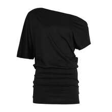 SUCHCUTE-vestido envolvente con manga de murciélago para mujer, vestido ajustado liso con un hombro y espalda descubierta, vestido de fiesta de noche para discoteca Y2K, trajes sexys de verano - Negro - Ver 5