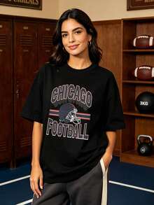 Camiseta de manga corta con cuello redondo suave y casual de verano para mujer, estilo rugby, estilo universitario, tops para salir, algodón, vintage, estilo callejero europeo y americano, casual deportivo, estilo unisex, estilo casual urbano, tops bonitos, generación Z, curvas, ropa Y2K, camisetas divertidas, tops para damas, conjuntos de vacaciones para mujeres, top lindo, camiseta gráfica, conjuntos de primavera, camisetas holgadas, ropa de calle retro, estilo de los 90, estilo de los 2000, subcultura, top negro, tops blancos, conjunto de fiesta de los 90.Blanco - Negro - Ver 3