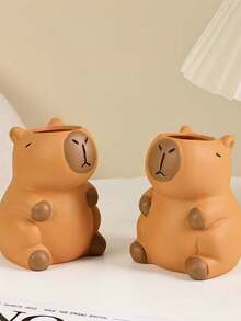 1 PC Cute Capybara Pencil Holder, Creative Cartoon Storage Bucket, Desk Ornament, Stationery Desktop Decor Box - Multicolor - View 6