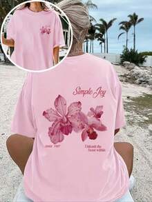 Camiseta de manga corta para mujer estilo vacaciones, elegante y casual, top de verano que combina con todo. - Negro - Ver 5
