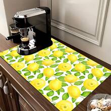 1pc Lemon Pattern Printed Absorbent Dish Drying Mat, Espresso Machine Countertop Absorbent Mat, Sink Drain Mat, Soft Faucet Absorbent Mat, Sink Cup Mat, Kitchen & Bathroom Accessories - Multicolor - View 8