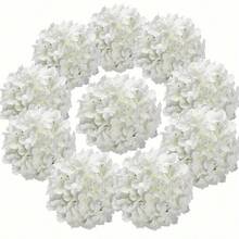20/10pcs Silk Artificial Hydrangea Flower Heads With Stems, Blue Fake Hydrangea Flowers, Suitable For Mother's Day Gifts, Birthday Gifts, Graduation Ceremonies, Parties, Rooms, Home, Outdoor, Bridal Bouquets, Vases, DIY, Gardens, Offices, Year-Round Use, Home Decor, Wedding Decor - Pure White - View 2