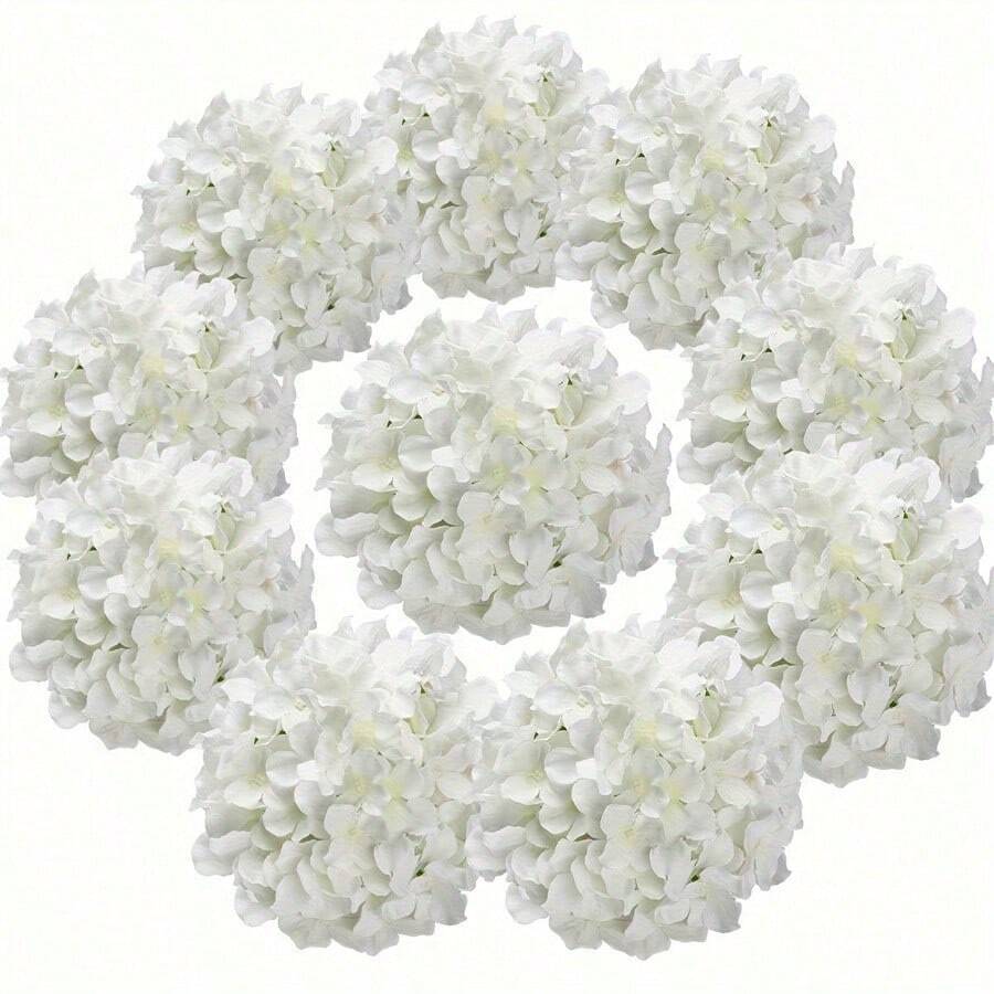 20/10pcs Silk Artificial Hydrangea Flower Heads With Stems, Blue Fake Hydrangea Flowers, Suitable For Mother's Day Gifts, Birthday Gifts, Graduation Ceremonies, Parties, Rooms, Home, Outdoor, Bridal Bouquets, Vases, DIY, Gardens, Offices, Year-Round Use, Home Decor, Wedding Decor