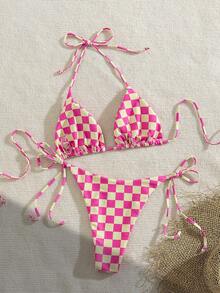 Women's Summer Bikini Set Set, Halter Tie Backless Ladies Swimwear, High Elasticity Casual Holiday Bikini Set, And Bikini Set Set Vacation - Multicolor - View 5