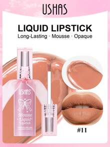 USHAS Pink Bow Mousse Lip Mud, Matte Lip Glaze, Long-Lasting Color, Silky Texture, 12 Shades Available With Lovely Bow Ornament, Great Gift Pick, Suitable For Daily, Party And Festival Makeup - #11 Cinnamon Nude - View 9