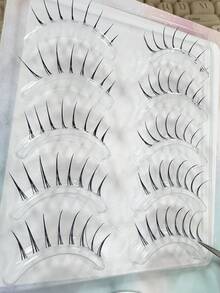 5 Pairs Japanese Cartoon Pointed Transparent Invisible Lashes, Natural Sweet Fresh Soft Lightweight Faux Eyelashes, Suitable For Dates, Travel, Portable - Black - View 4