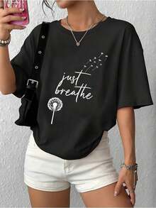 Sudadera Casual de Cuello Redondo para Mujer con Just Brea-1Pure-Cotton - Negro 2 - Ver 3