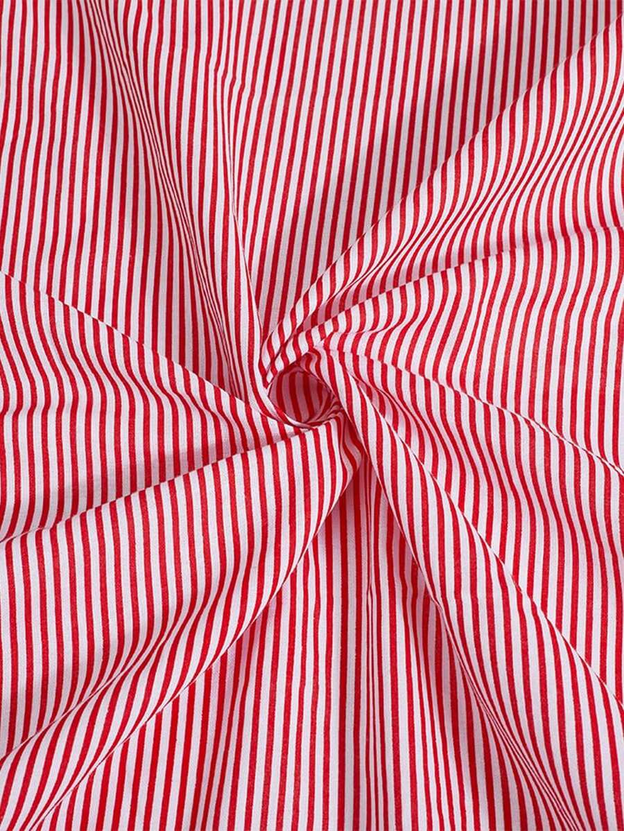 1pc Striped Fabric, Handmade Clothing DIY Sewing Material - Red - View 1