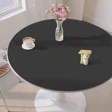 1 pieza Mantel individual redondo de cuero PU de unicolor, protector de mesa impermeable a prueba de aceite resistente al calor y antideslizante, decoración de cocina del hogar estilo minimalista crema - Blanco - Ver 6