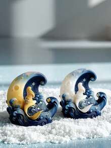 Molde de silicone 3D de sereia e lua (1 unidade), fácil de desenformar, ferramenta para artesanato DIY, ideal para velas, arte em resina e decoração com tema oceânico. - Branco - Ver 7