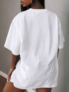 Letters Casual Polyester Sporty Office Home - 白色的 - 查看 2