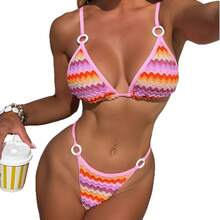 New 2026 Gradient Striped Bikini For Summer Beach Holidays - 424 Pink - View 6
