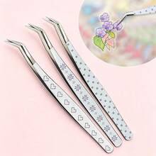 Metal Curved Stickers Tweezers Anti-Static Cartoon Lashes Extension Tweezer High Precision Bean Tweezers - Multicolor - View 2