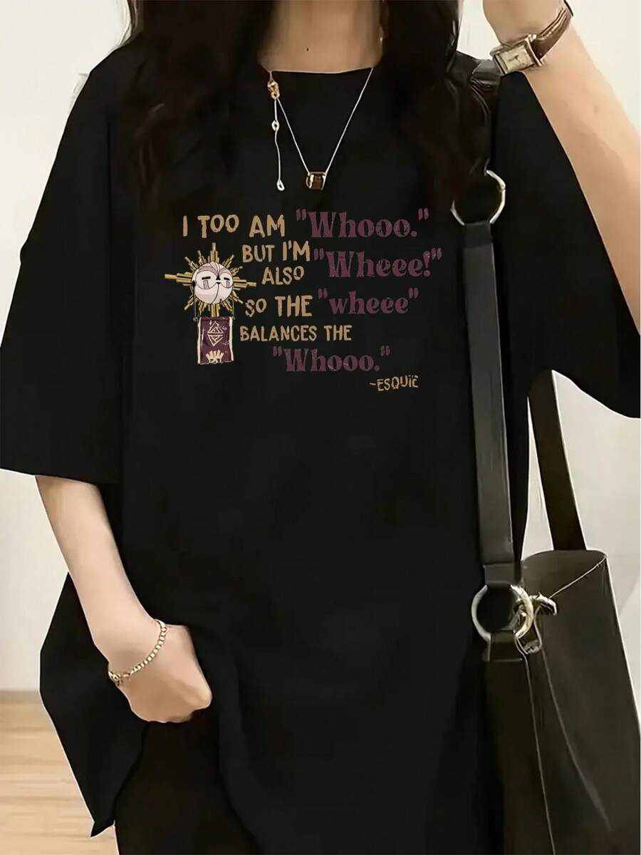 <Light and Shadow: Expedition Team No. 33> Camiseta con estampado temático de Esquie - Camiseta casual de manga corta con cuello redondo para mujer, elegante y esencial para primavera y verano, blusas para mujer, blusas, blusas casuales para damas, blusas casuales para damas, tops para mujer, tops, unisex. - Negro - Ver 1