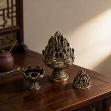 1Set Vintage Boshan Incense Burner 3Pcs Set, Incense Cone Mold & Incense Spoon, Chinese Incense Sealing Tools, Aromatherapy Incense Holder For Home Tea Room Decor - Multicolor - View 3