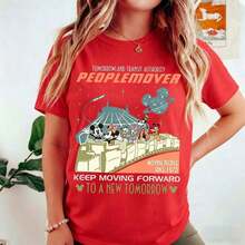 Compra la camiseta vintage de   y sus amigos Space Mountain, la camiseta Tomorrowland Transit Authority People Mover, Keep Moving Forward, WDW land playeras de mujer. - Rojo - Ver 7
