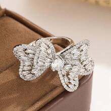 Bộ nhẫn nữ cao cấp đính đá Cubic Zirconia toàn bộ, chất liệu thép không gỉ, gồm 1 chiếc/3 chiếc/5 chiếc/10 chiếc, trang sức đeo hàng ngày và ngày lễ. - Bạc - Xem 9