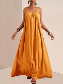 xheZivah Vestido holgado de mujer con textura vertical, corte suelto, de color caqui, de manga corta y ajustable, apropiado para el verano de 2025, festivales de música, Pascua, Día de San Patricio, estilo occidental, estilo nómada, fiestas de cumpleaños, temporada de graduación, uso casual diario, versátil, de ocio, vacaciones, viajes en crucero, playa, tomar el sol, popular en redes sociales. xhe - Naranja - Ver 3