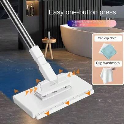 Self-Cleaning Mop, One-Click Fabric Change - Includes 4 Standard Cleaning Cloths - Suitable For Kitchens, Bathrooms, Windows And Floors - Household Mop, Multi-Functional Cleaning Tool, Dusting Mop, Cleaning Mop