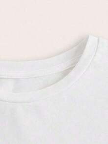 Camiseta de verano para mujer Biscuit Mom, casual, estampada, de cuello redondo, manga corta, ajustada y corta, adecuada para primavera, verano y otoño. - Blanco - Ver 5