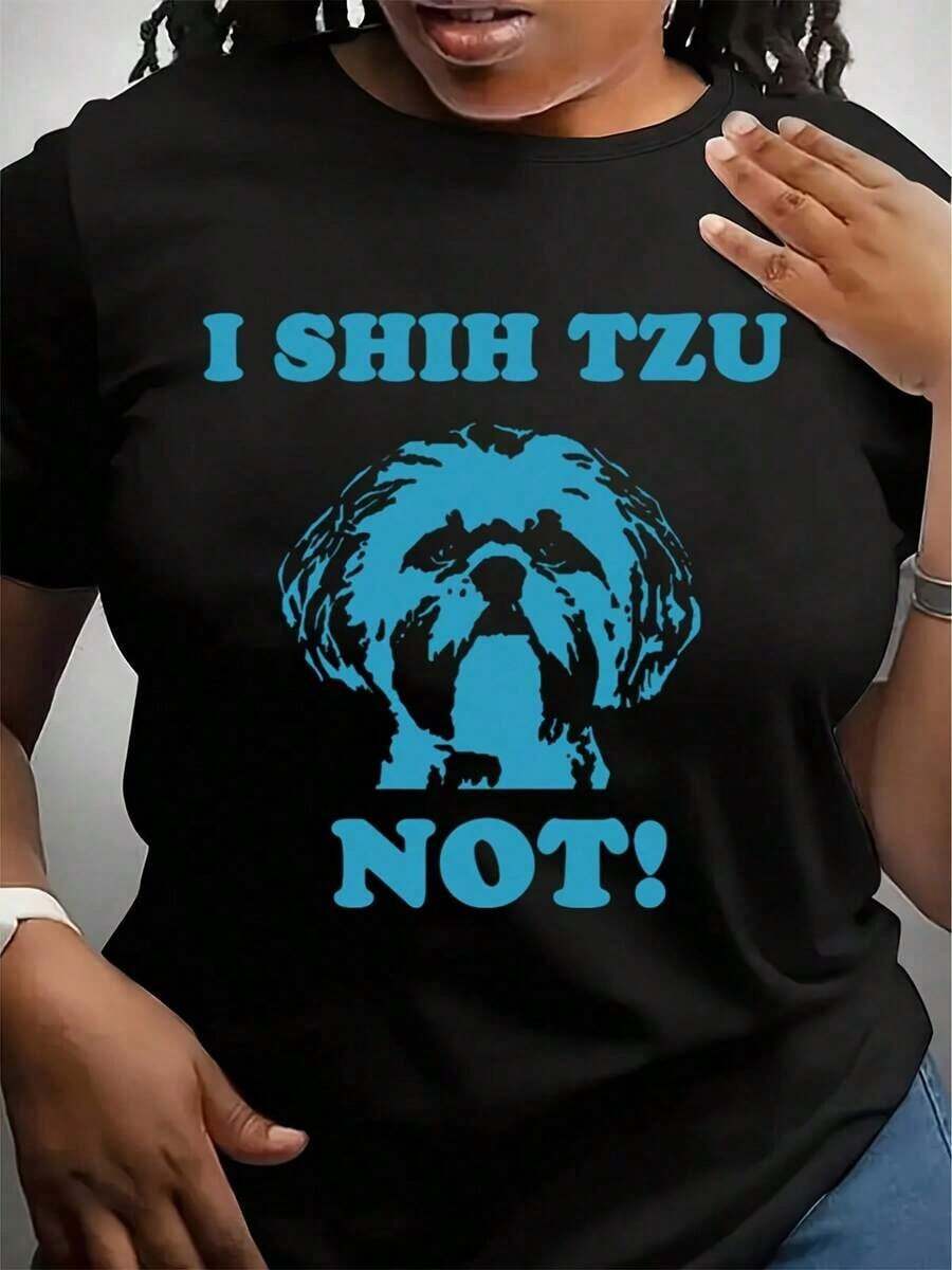 "I'm Not A Shih Tzu" T-Shirt - Funny Dog Lover T-Shirt For Women And Kids - Gift For Dog Lovers - Funny Dog - Shih Tzu Mom - Mother's Day - 黑色 - 查看 1