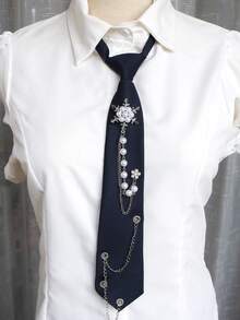 1pc Snowflake Chain Tie-Free Necktie, Casual Business Party Gift, Daily Preppy Street Style - Multicolor - View 20