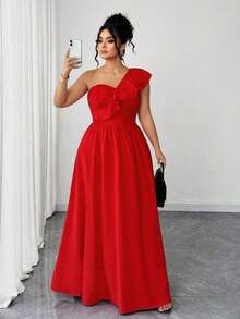 Vestido de mujer de talla grande con volantes, tirantes de espagueti y unicolor, adecuado para volver al colegio, graduación, San Valentín, festival de música, Día de la Madre, Halloween, Acción de Gracias, Pascua, Baile de graduación, cita, tempo - Rojo - Ver 8