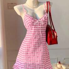 Women's Casual Pale Yellow Spaghetti Strap Mini Dress, Summer Yellow Sundress Yellow Vacation Dress ,Summer Dress - Rosa - Ver 1