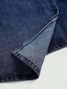 Falda midi recta de mezclilla para mujer, faldas de mujer para otoño, ropa de mujer para calle, falda de mezclilla para mujer, falda asimétrica, ropa de mujer para otoño, falda de invierno, vestimenta casual de negocios para mujer, atuendos de i - Azul lavado oscuro - Ver 4