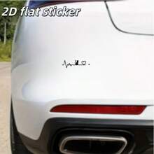 Minimalist Cat Heart Rate Monitoring Car Sticker, Self-Adhesive Waterproof Vinyl Car Window & Body Decal, Fashionable Dotted Line Design Car Decor Accessory - A - View 5