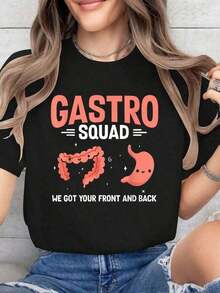Camiseta de algodón 100% para enfermeras de gastroenterología, endoscopia gástrica y colonoscopia, estampada, para verano, suave, de manga corta para mujer, moderna y cómoda, con diseño gráfico. Camiseta gráfica, camisetas gráficas para mujer, camiseta de verano, camiseta casual, ropa de vacaciones para mujer, diseño juvenil y moderno, adecuada para primavera, verano y otoño. - Negro - Ver 7