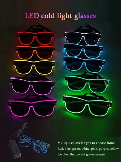 Kính tiệc LED nhấp nháy, kính rave phát sáng neon, kính disco phát sáng ngầu cho đi club, lễ hội, concert, Halloween & phụ kiện trang phục tiệc
