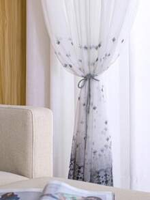 1pc Rod Pocket Nordic Embroidered Sheer Curtain, Translucent Water-Soluble Embroidery Voile Curtain For Balcony, Living Room, Bedroom, Bay Window - Multicolor - View 6