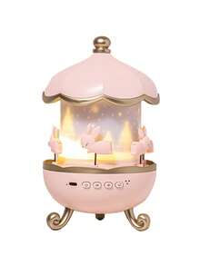 1pc OneFire Music Box Star Projector Night Light, RGB Ambient Lamp, Comes With 6 Projection Slides And Bluetooth Speaker, Creative Gift For Children And Girls Bedroom Decor - View 2