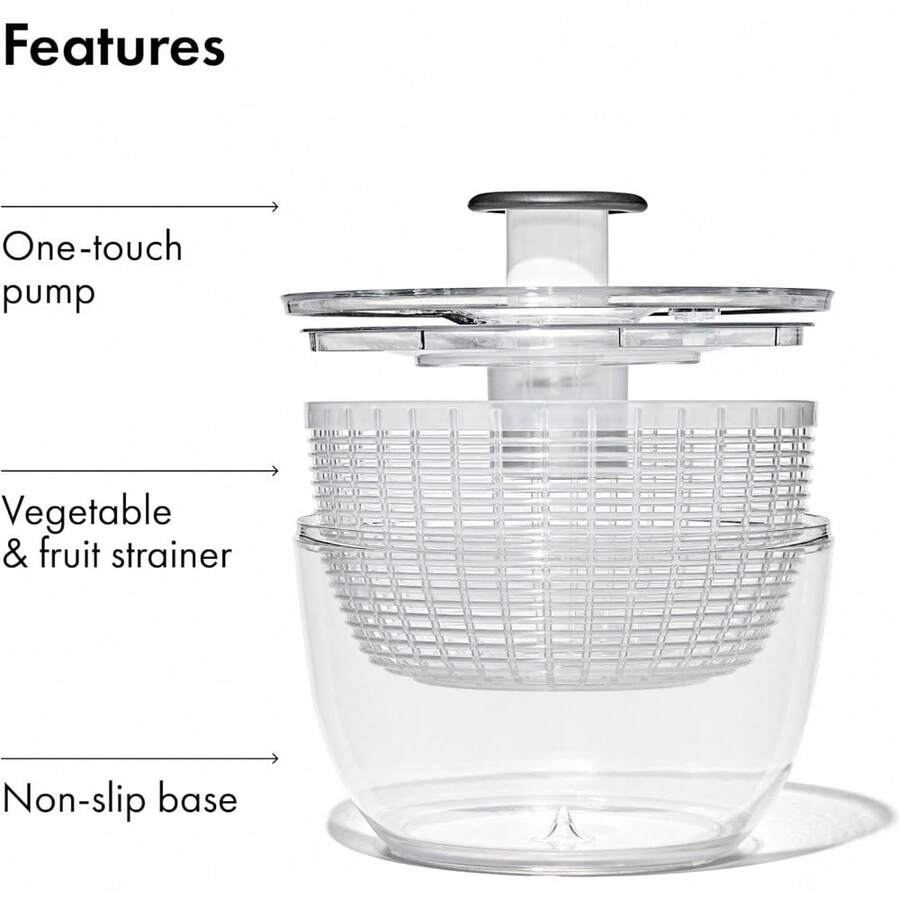 OXO Good Grips Salad Spinner 6.22 Quart Capacity Lettuce Spinner Fruit Washer Washing Bowl With Strainer Vegetable Cleaner - 白色的 - 查看 1