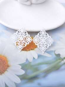 10pcs Square Charms, Geometric Shape Pendants, Connectors, Women Earring Jewelry Hanging Accessories - AB4277 - View 2