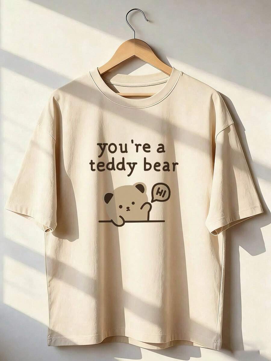 Cute And Cozy Short-Sleeve T-Shirt, Fashionable Short-Sleeve T-Shirt For Spring And Summer 2026, Made In Mexico, 180 Grams. Cartoon Print, Couple Design, Suitable For Indoor Or Outdoor Wear. Crew Neck, Unisex, Ideal For Office And Leisure. One-Piece Pack. - APR-P631577SLNDXZGY577 - 查看 1