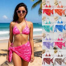Nuevo traje de baño para mujer en estilo ins, bikini sexy con estampado y lazos. - Marrón rojizo - Ver 2